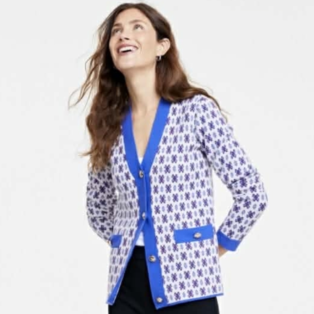 ON 34th Women's Jacquard Cardigan is a button-front sweater